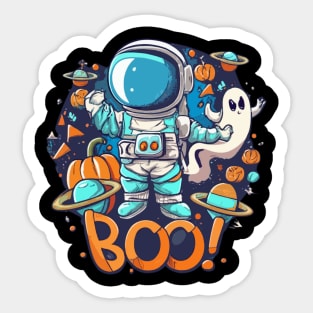 Funny Halloween Boo Ghost Pumpkin Astronaut Lovers Sticker